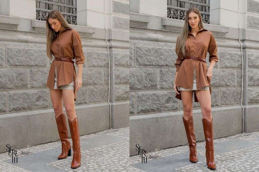 Women's Belted Button-Down Tunic and Mini Skirt Set